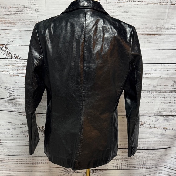 Black Leather Blazer Jacket - Picture 6 of 9